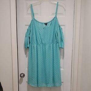 Torrid Cold Shoulder Turquoise Dress